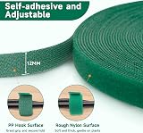 KINGLAKE 12mm 20m Green Garden Tape Plant Tie Self Adhesive Hook Loop view 2