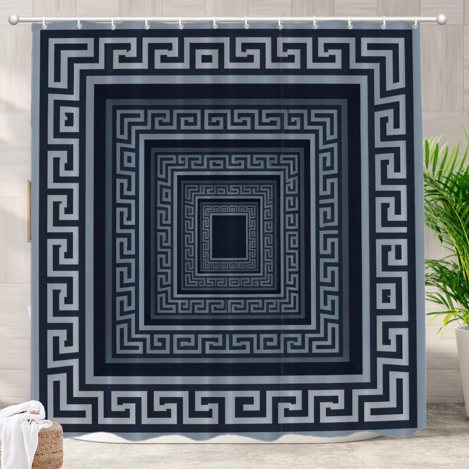 Batmerry Greek Antique Shower Curtain,Greek Key Pattern Shower Curtain,Waterproof Fabric Shower Curtains for Bathroom with 72x72 inches. — image 1