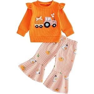 niceclould Toddler Baby Girl Thanksgiving Outfit Turkey Clothes 2Pcs Set | Little Girl Thanksgiving Outfits,Infant Girl Fall
