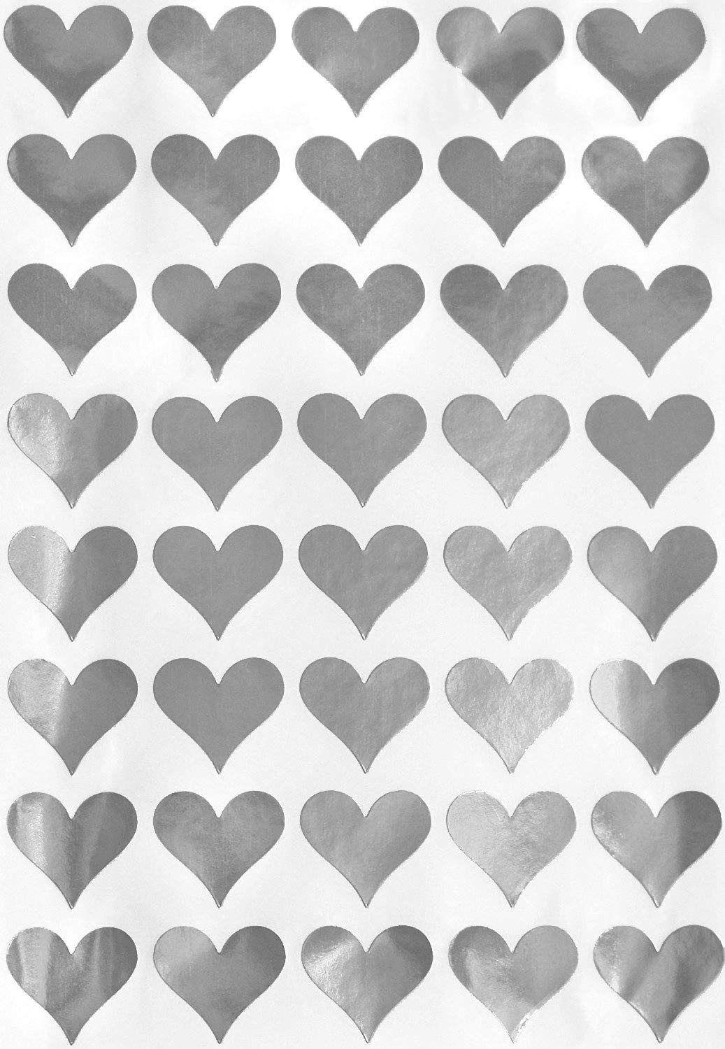 Royal Green 19MM (2CM) Silver Heart Stickers for Arts and Crafts Decorative Envelope Seals for Invitations, Party Favors, and Crafts 1000 Pack