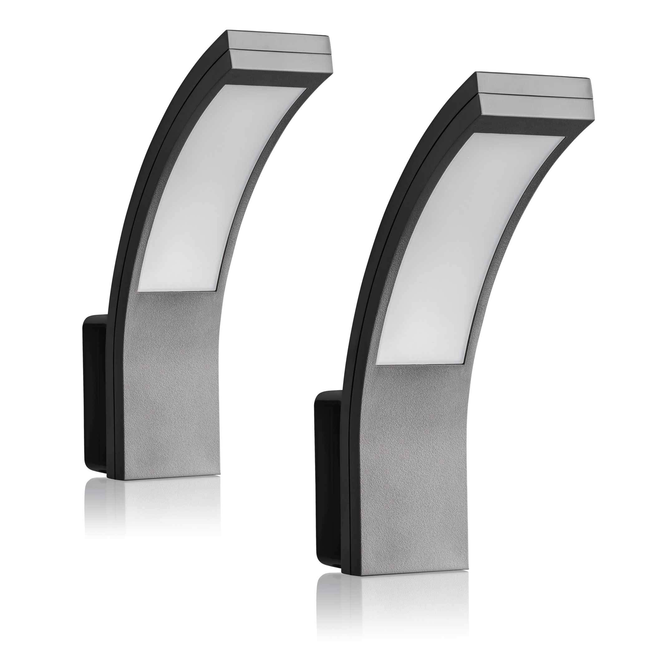 SEBSON Outdoor Wall Lights Mains Powered IP65 - Pack of 2 - LED Wall Lights 15W Cool White 5800K 1100lm - Outdoor Garden Lights, Outside Lights for Garage and Driveway