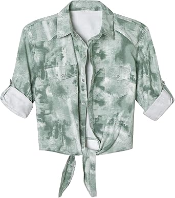 tie front denim shirt