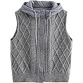Cndiyald Hooded Vest Women Warm Quilted Knit Women Sweater Vest with Puffer Back