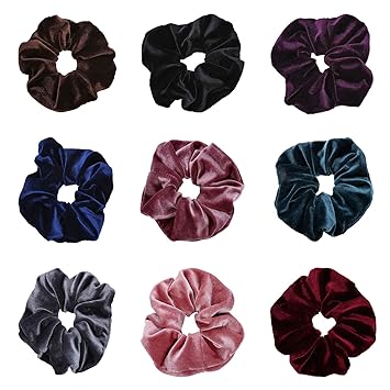 Amazon Com 9 Pcs Velvet Hair Scrunchies Hair Bobble Elastics Hair