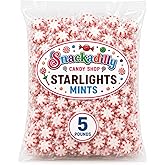 Snackadilly Starlights Peppermint Hard Candy Bulk 5 Pounds - 430 Pieces - Classic Red &amp; White Mint Candy
