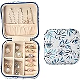 shunmei Mini Travel Jewelry Box,PU Leather Portable Jewelry Organizer Case,Art Accessories Storage Holder Boxes for Earring, Necklace, Rings, Bracelets (Leaf)