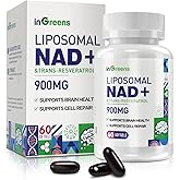 inGreens 900mg Liposomal NAD+ Supplement with 300mg Trans Resveratrol - Superior Absorption, Replaces NMN, Boost NAD+ for DNA Repair, Energy & Longevity, Aging Defense, 60 Softgels