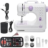 7-9W Sewing Machine with 12 Built-in Stitches &amp; Night Light &amp; Foot Pedal, Ideal for DIY Projects, Crafting, and Quick Fixes, Portable &amp; Easy Storage