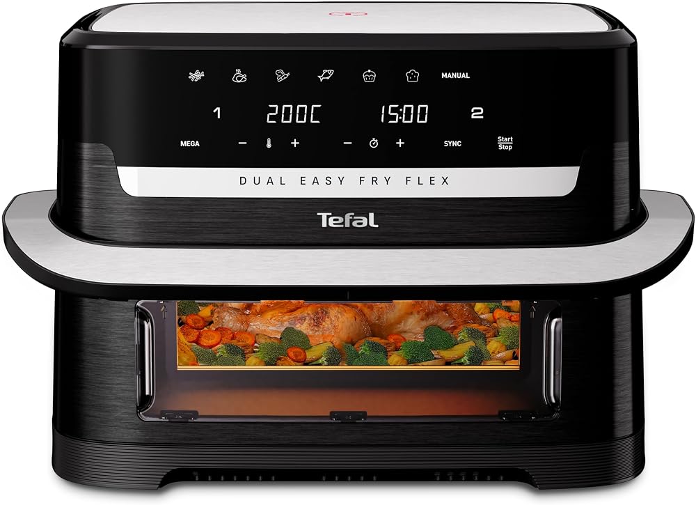 Tefal Easy Fry Flex Air Fryer Large 9L Dual Zone 5.5L+3.5L EY9228G1