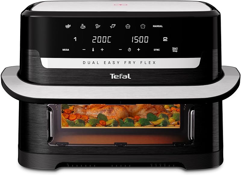 Tefal Easy Fry Flex Air Fryer Large 9L Dual Zone 5.5L+3.5L EY9228G1