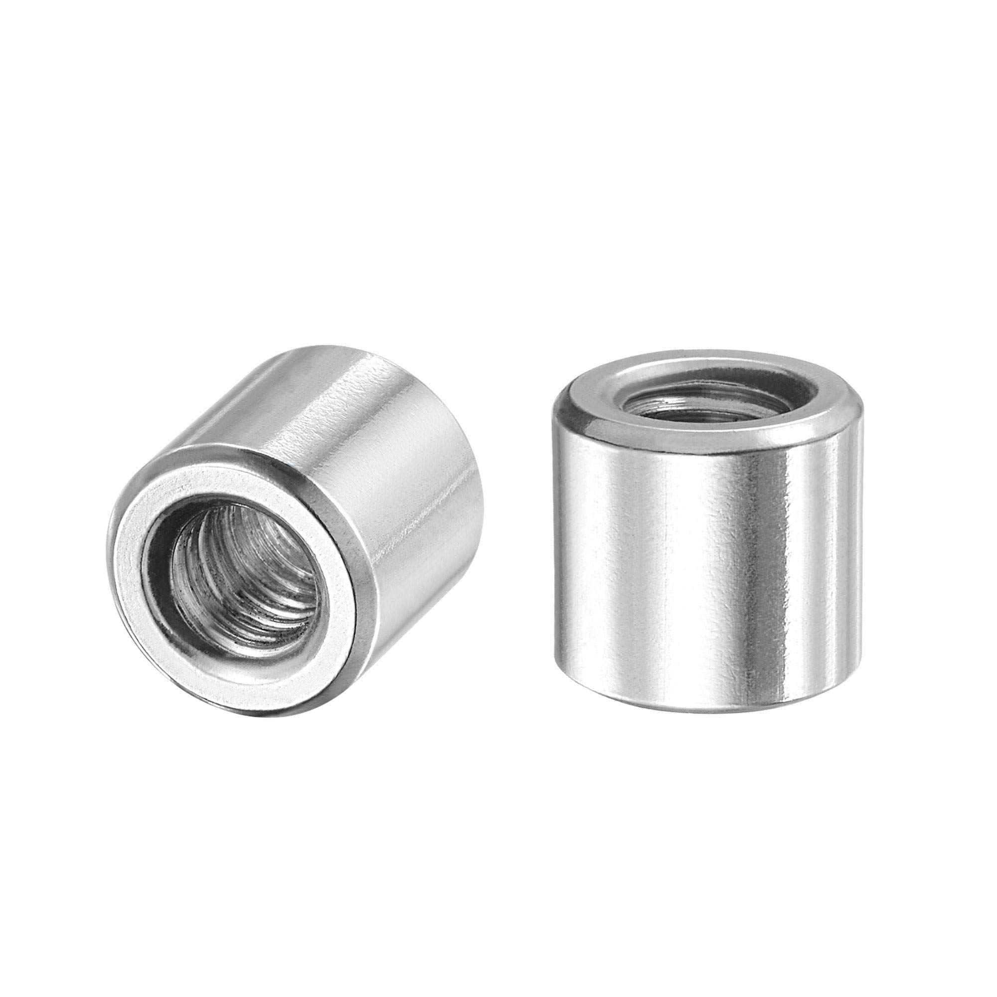 sourcing map Round Weld Nuts, M8 x 14mm x 13mm Weld On Bung Female Nut Threaded - 201 Stainless Steel Insert Weldable 10pcs