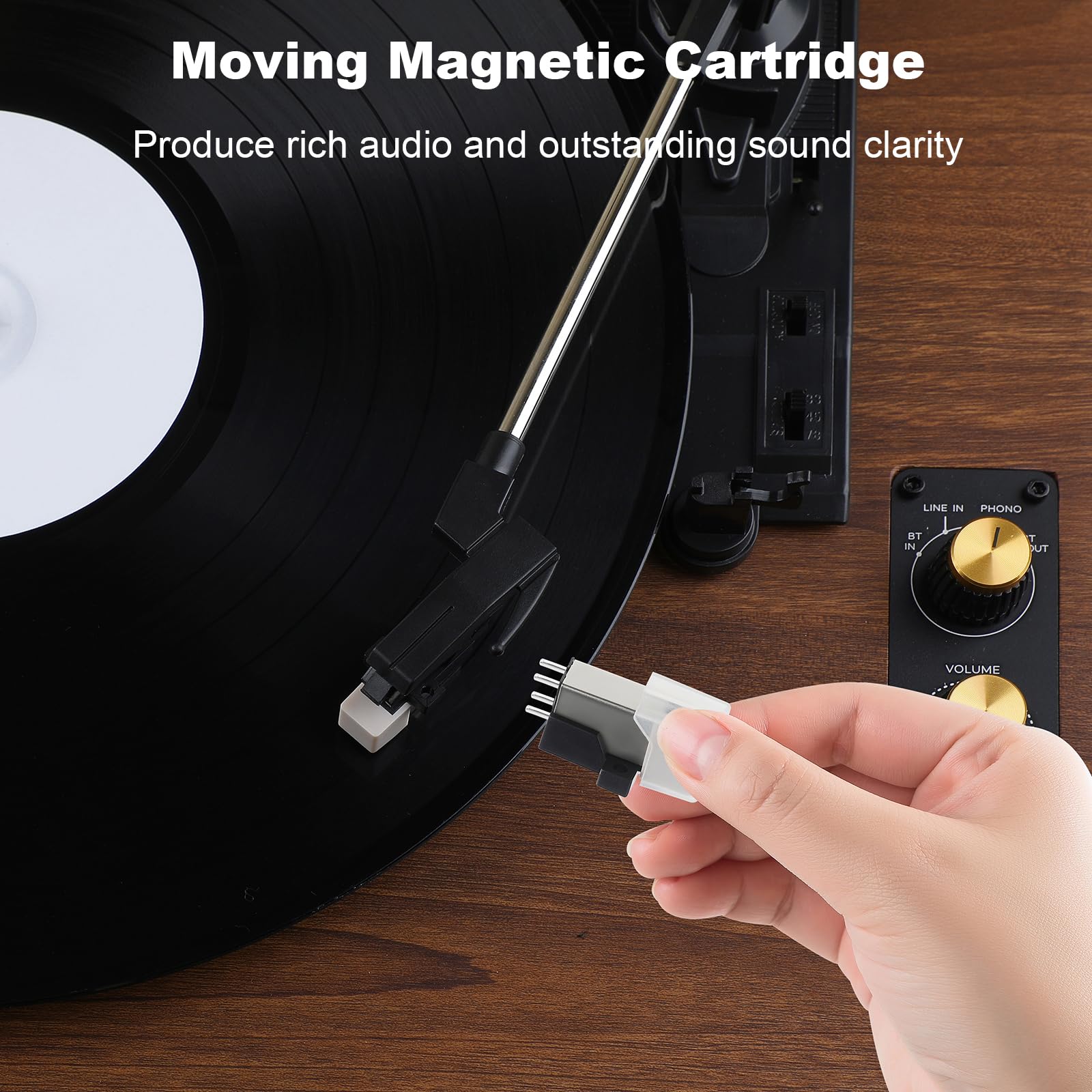 Moving Magnet Cartridge for Vinyl Record Player, AT-3600L MM Turntable Cartridge Record Player Accessories Long Lasting, Easy Installation High-Fidelity Audio Phonograph Cartridge Stylus Replacement
