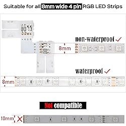 JACKYLED L Shape 8mm 4-Pin LED Strip Connectors