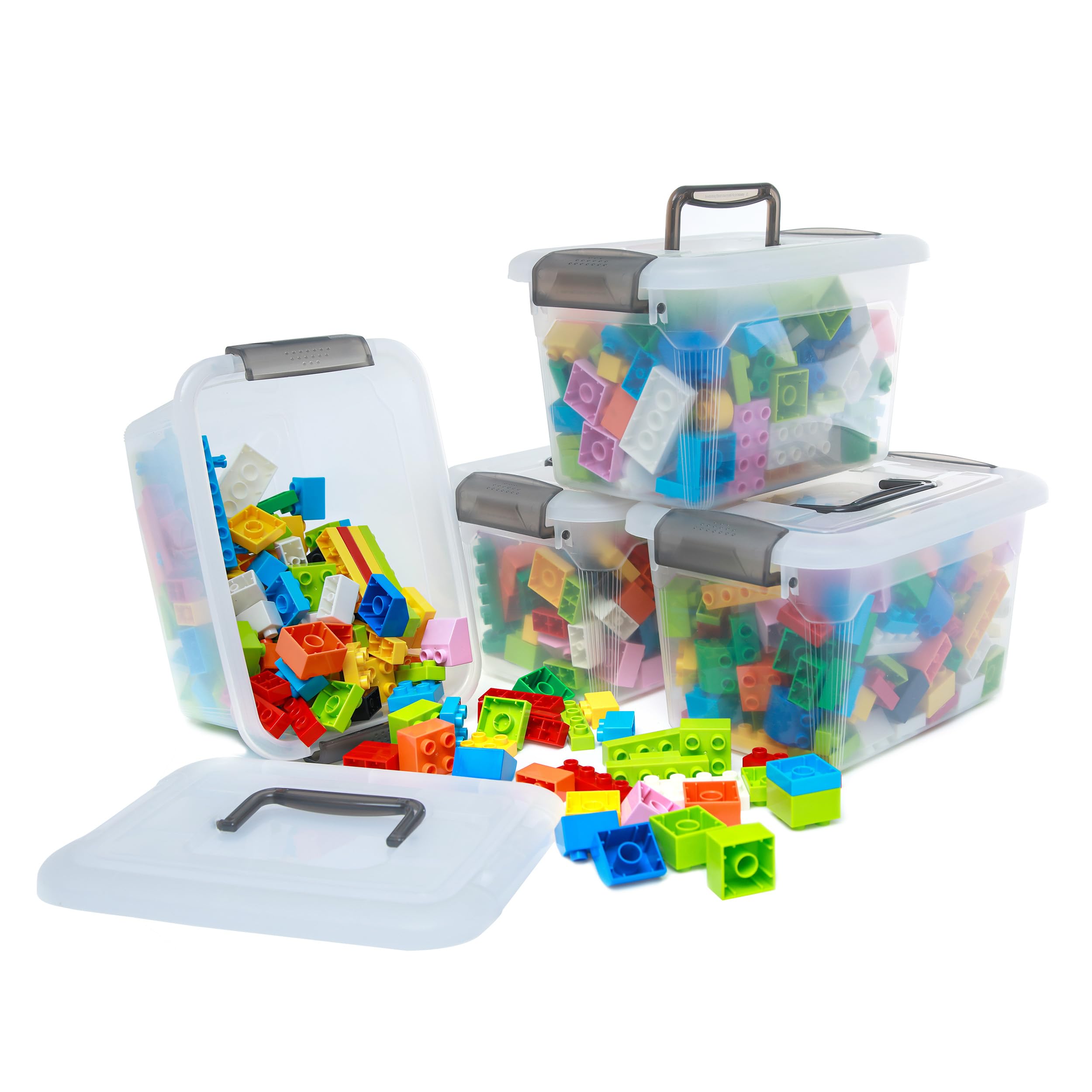 Citylife 4 Packs 6 QT Storage Bins with Lids Clear Plastic Bins with ...