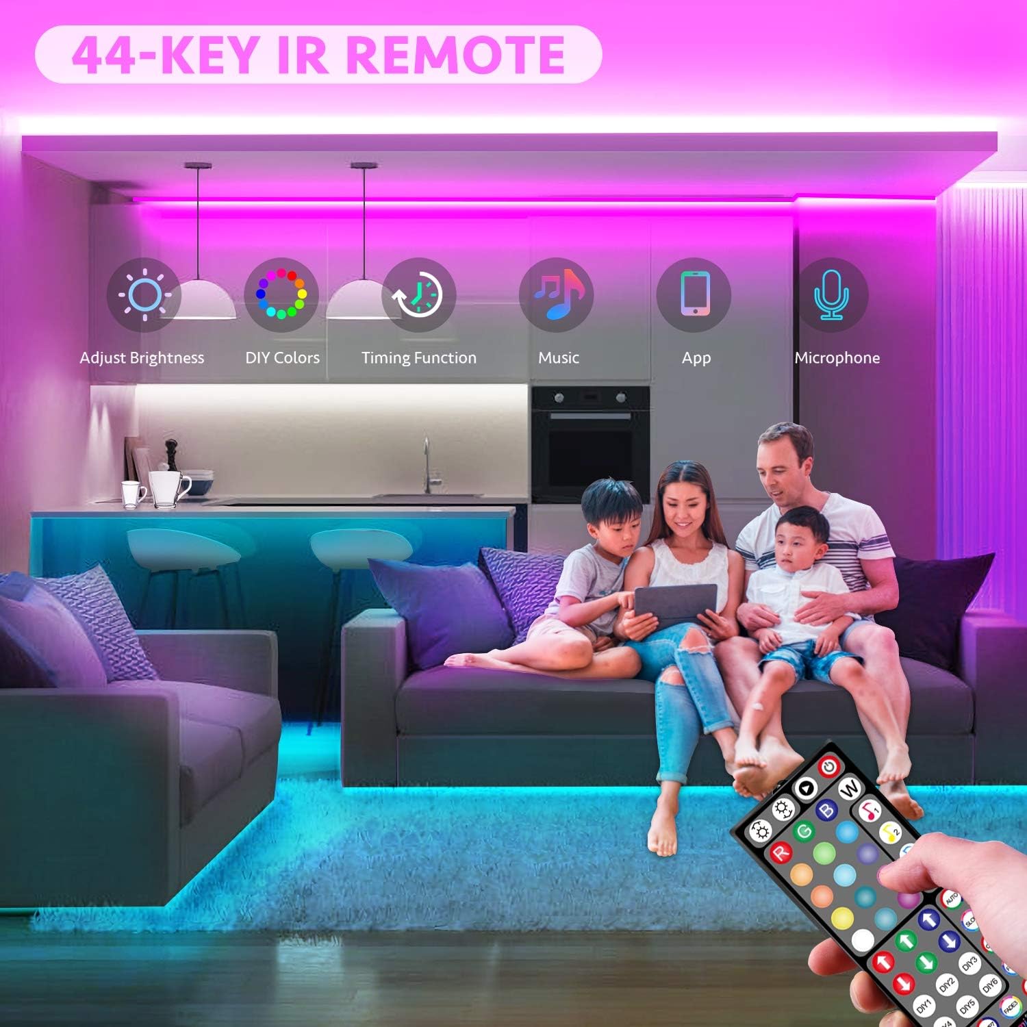 Mexllex LED Strip Lights 10M (1X10M) APP Control Colour Changing LED Lights with Remote, Music Sync Built-in Mic - Image 5