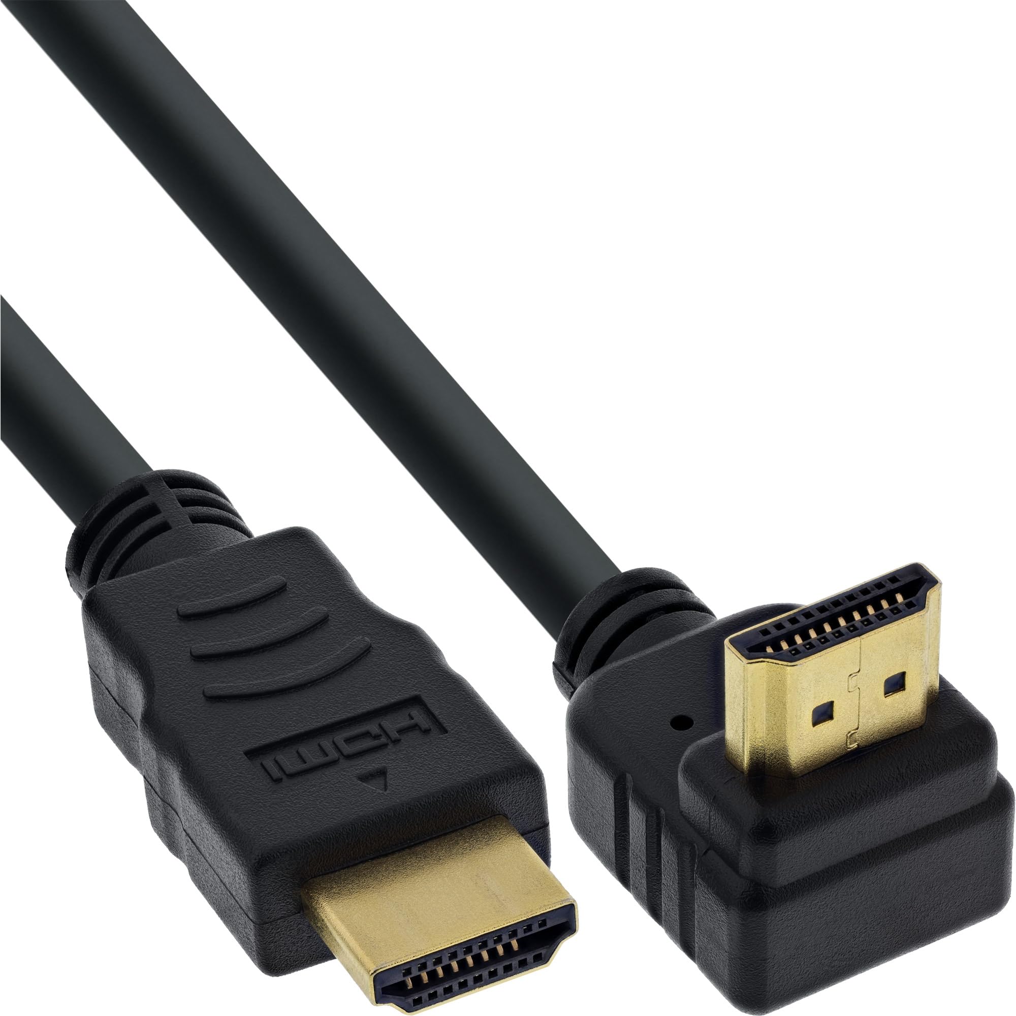 Inline HDMI Cable - Angled - HDMI High Speed with Ethernet - Male/Male - Galvanised Contacts - black - 0.3 m, 17033V