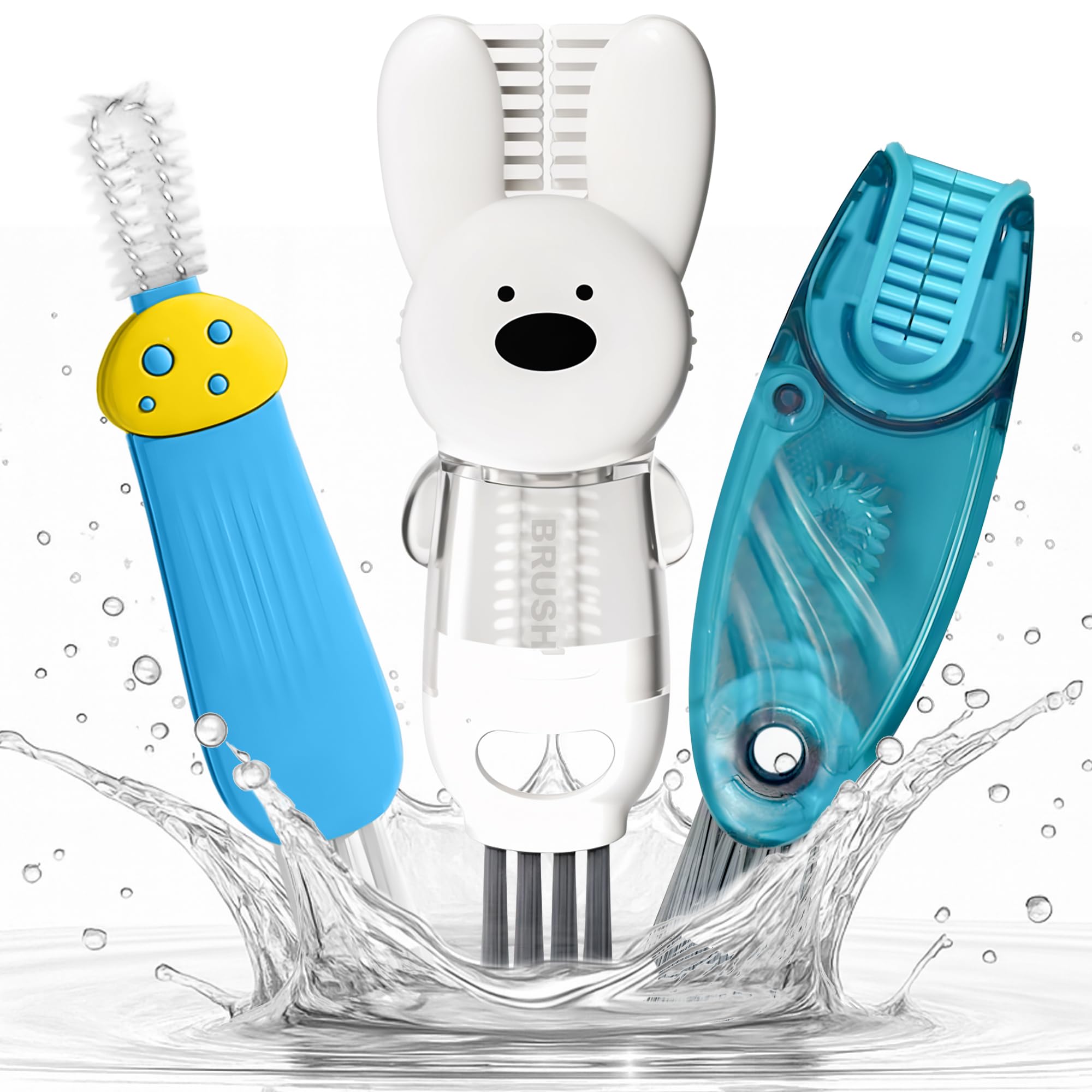 Photo 1 of ***SEE CLERK COMMENTS*** Cup Lid Cleaning Brush, Multifunctional Set with 3 in 1 Lid Cleaner and Two 4 in 1 Cup Lid Cleaning Brushes, Cleaning Brush Tool for Bottles, Straws, Tumblers, Travel Mug Caps, Portable Kit (Blue)