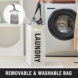 Slim Laundry Hamper with Removable Inner Bag and