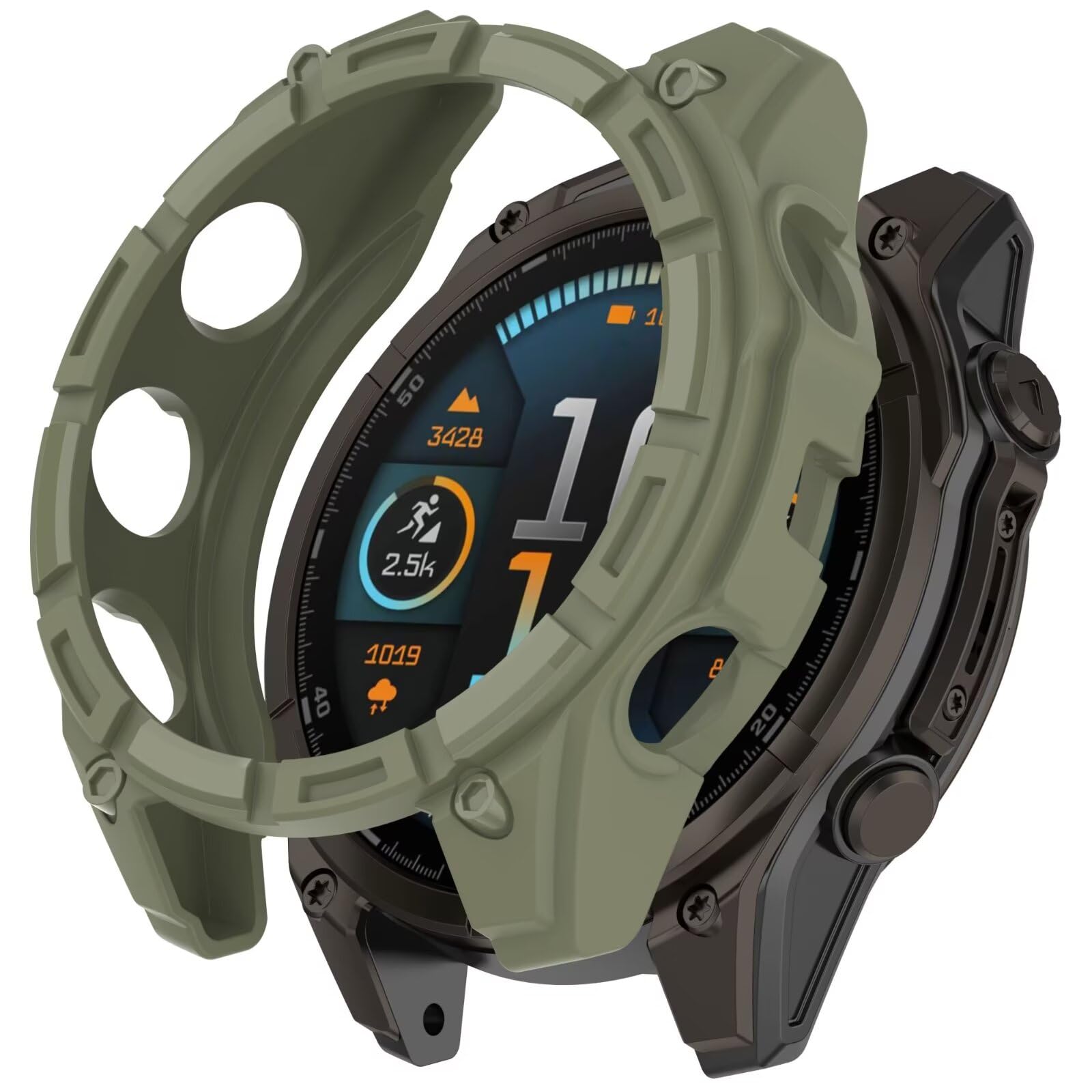 FTRONGRT Case Compatible with Garmin Fenix 8 47mm, Soft TPU, Anti-Scratch Watch Protective Case Compatible with Garmin Fenix 8 47mm. Jungle Green