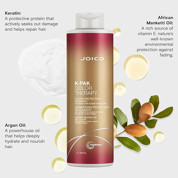 JOICO COLOR THERAPY SHAMPOO FOR COLOR-TREATED HAIR – WITH KERATIN & ARGAN OIL, REPAIRS DAMAGE, BOOSTS SHINE, 33.8 OZ