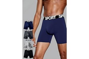 4 Pack Mens Boxer Briefs Sport Style Stretch Fit Underwear with Elastic Waistband, Breathable Boxer Shorts for Daily Wear