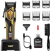 VGR 119 Professional Cordless Hair Clippers for Men, Rechargeable Barber Clippers with Base, Lithium-ion Battery Hair Cutting Machine with BLDC Motor and Ceramic Blades for Home and Barber, Gold