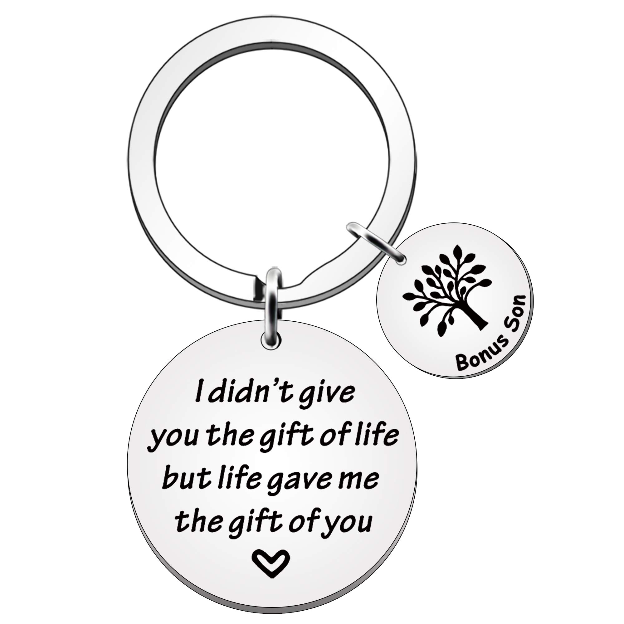 SMARGO Bonus Son Keyring Son in Law I Didn't Give You The Gift of Life Keychain Birthday Christmas for Step Son Family Tree Key Ring