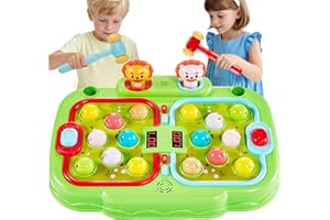 YOHOOLYO Whack A Mole Game for Toddlers, Interactive Pounding Toy for 3 Year Old Boys and Girls, Educational Whack Mole Game for Kids with Sound and Light, Gifts for Ages 3+, 2 Hammers & 5 Modes