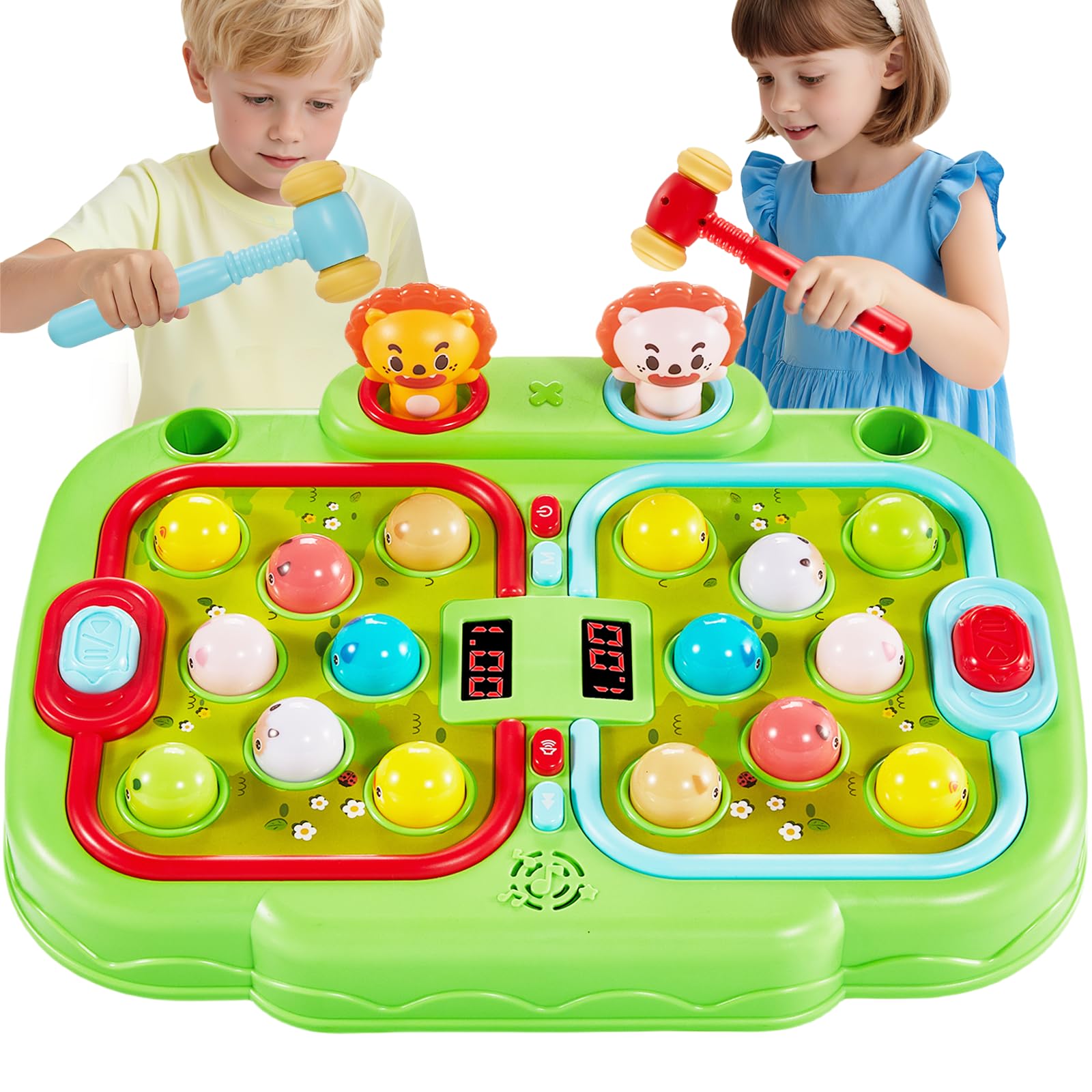 Photo 1 of Whack A Mole Game for Toddlers, Interactive Pounding Toy for 3 Year Old Boys and Girls, Educational Whack Mole Game for Kids with Sound and Light, Gifts for Ages 3+, 2 Hammers & 5 Modes