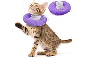 MORVIGIVE Cat Cone Collar Soft, Adjustable & Lightweight Kitten Elizabethan e Collar to Stop Licking After Surgery, Ideal for Wound Recovery, Durable & Machine Washable, Purple Small
