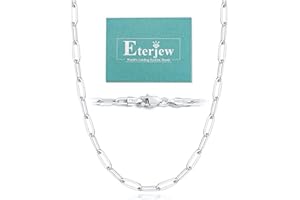 Eterjew Italy 5mm Solid 18K Gold Over 925 Sterling Silver Paperclip Chain Necklace for Women, Women's Chain Necklace for Women, Shiny & Sturdy & Not Easy to Fade & Comfortable 16 18 20 22 24 26 Inch