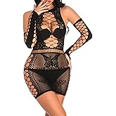 Famstar Sexy Lingerie For Women Naughty Rhinestone Sparkle Fishnet Lingerie Set Teddy Erotic Mesh Rave Outfit