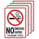 OLANZU (4 Pack) No Smoking Sign for Business - No Smoking No Vaping Sign - Aluminum No Smoking Signs - UV Protected & Water-P