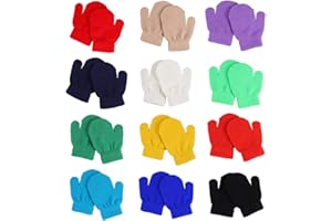 Knitted Coral fleece Gloves: 12 Pairs Toddler Mitten, Winter Warm Stretch Gloves (Assorted Color)