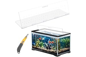 Sieral Aquarium Polycarbonate Canopy Set 35.13 x 17.13 x 0.12 Inch for 50/65/84 Gallon Without Center Brace Aquariums Cover Fish Tank Lid with a Hook Knife, Breathable Hole, Handle Clear