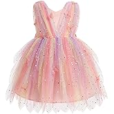 FYMNSI Toddler Flower Girl Dress Baby Butterfly Ruffle Tulle Tutu Dress Princess Birthday Party Pageant Wedding Prom Gown