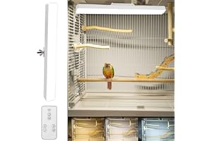 KFPSHLQE Bird Lighting,Bird Cage Light,Stepless dimming Timed Light Off Dual use for Charging and Plug-in Three Adjustable Color temperatures,for Parrot Rabbit Dog Cat Pet Cage