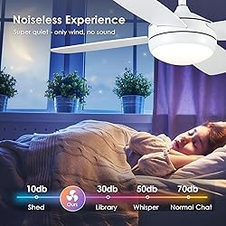Asyko 42" Ceiling Fans with Lights, White Modern