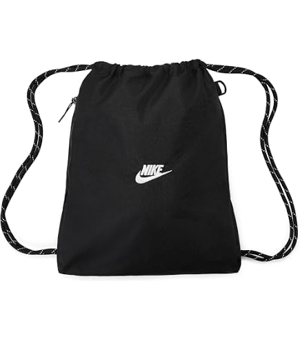 Nike Brasilia Training Gymsack, Drawstring Backpack with Zipper Pocket and Reinforced Bottom, Black/Black/White : Clothing, Shoes & Jewelry