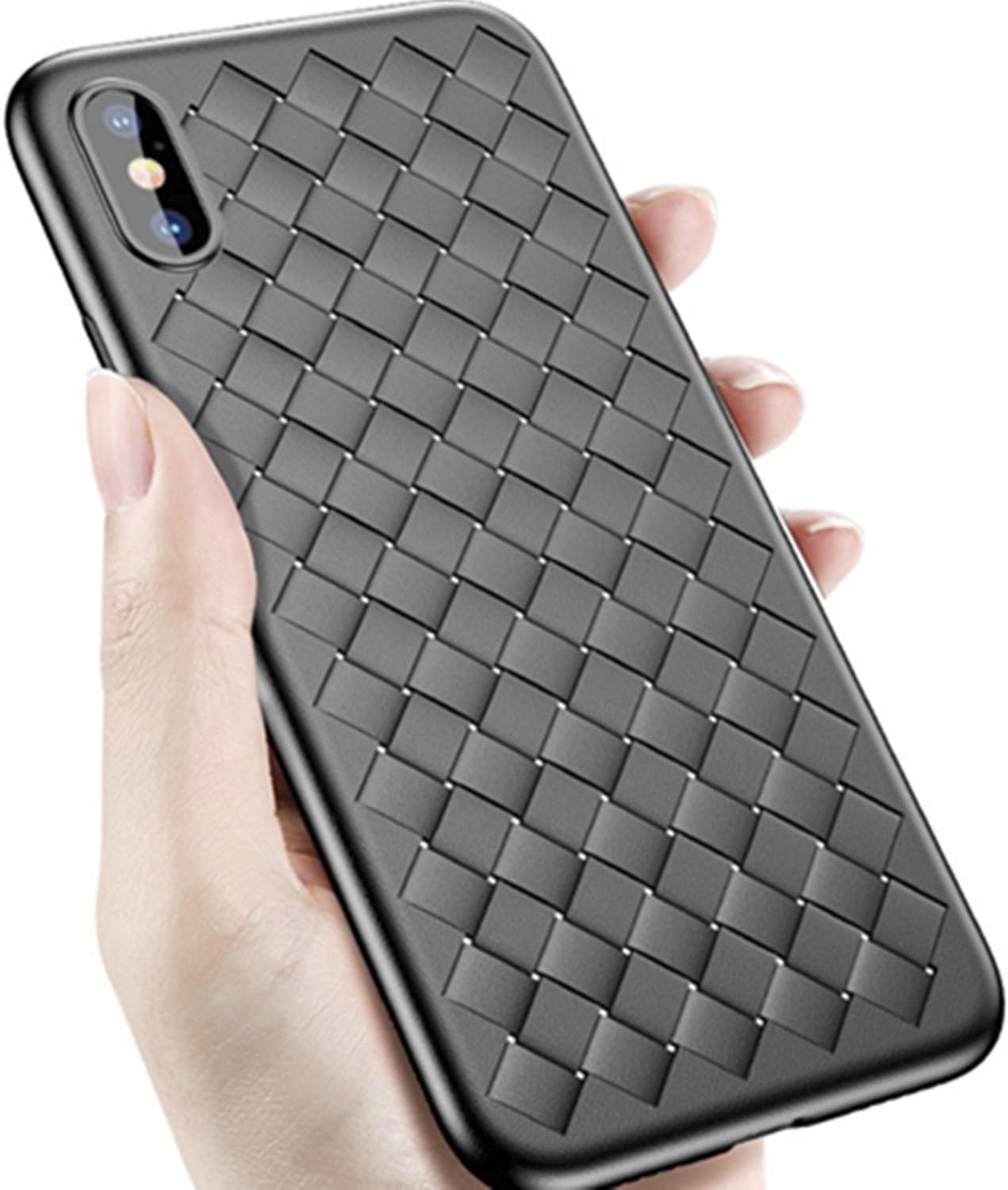 Random Gadgets Braided Leather Weave Pattern Silicone Back Case for Apple iPhone 6. 6S, 7,8 Plus, X