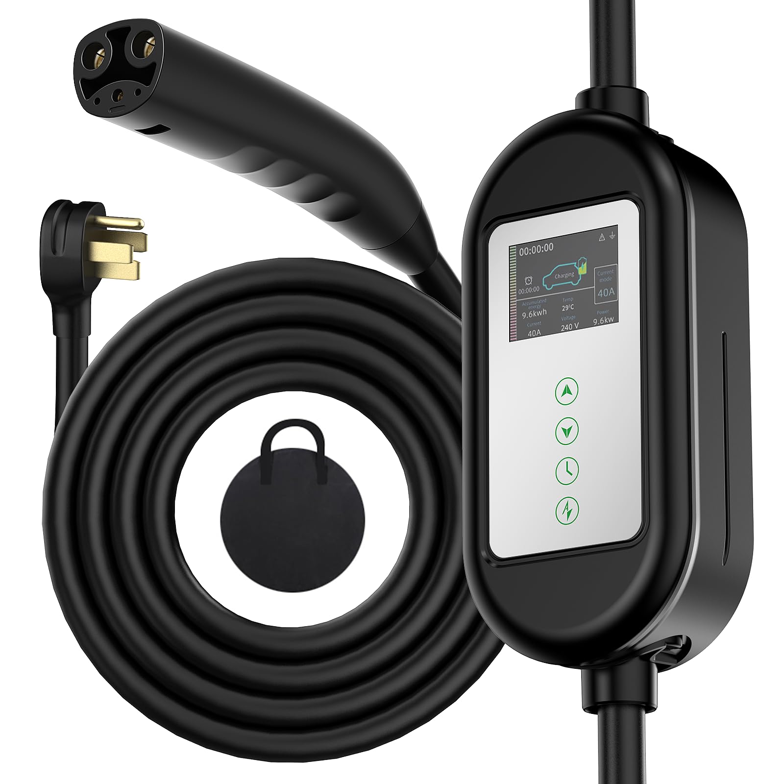 thumbnail interactive-video image 1 of VEVOR Level 2 Tesla Charger 32 Amp Adjustable Current 240V Portable 1 of 12