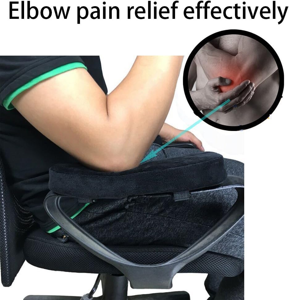 Memory Foam Chair Armrest Pad, Comfy Office Chair Arm Rest Cover for Elbows and Forearms Pressure Relief(Set of 2): Furniture & Decor