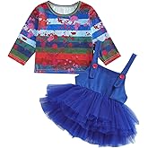 Yccutest Toddler Girl Halloween Horror Movie Cosplay Costume Bloody Print T-shirt Tutu Skirt Set 2 Piece Halloween Outfits