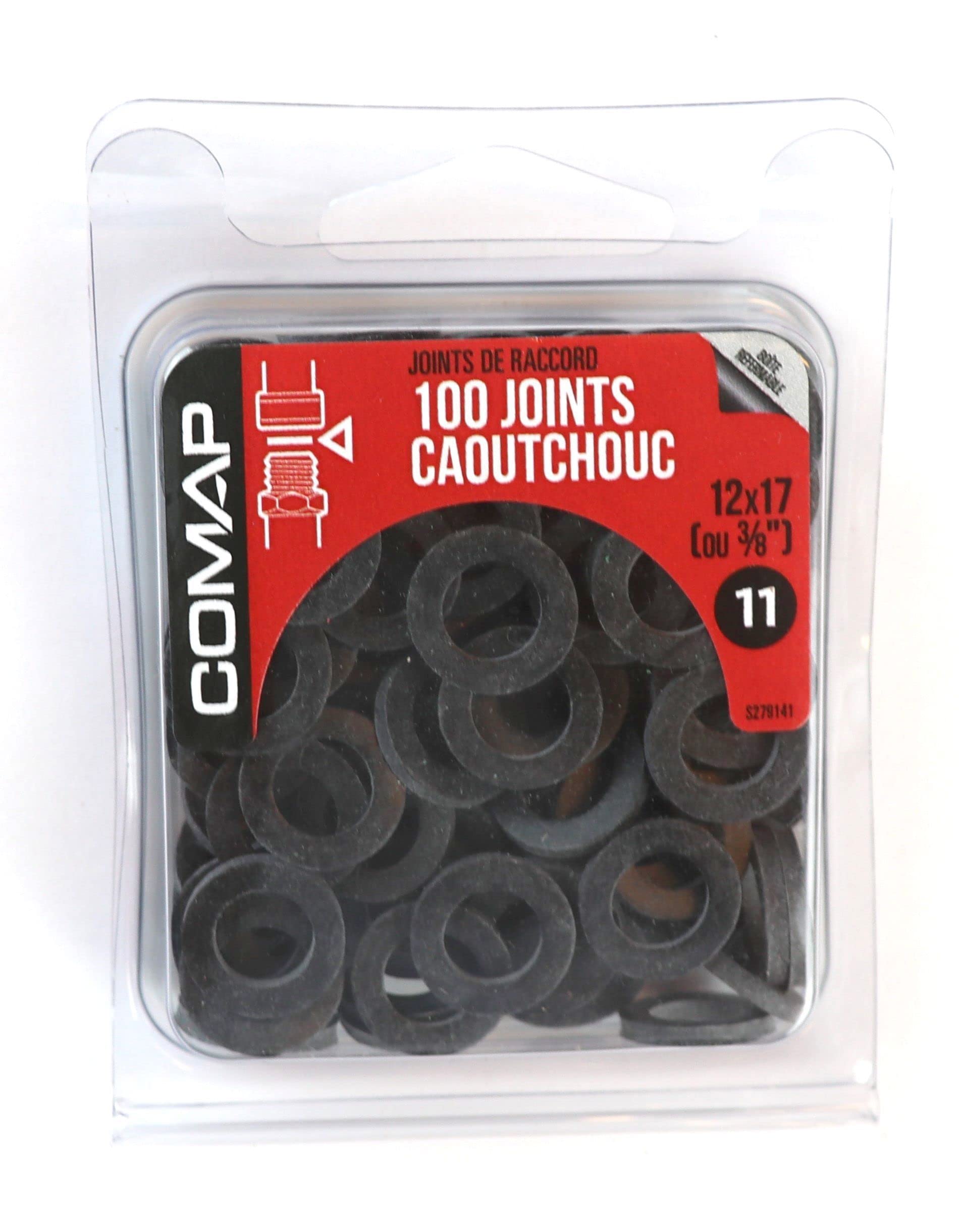 COMAP Set of 100 Rubber Seals for Hot and Cold Water Domestic Water 12 x 17 mm Connector S279141