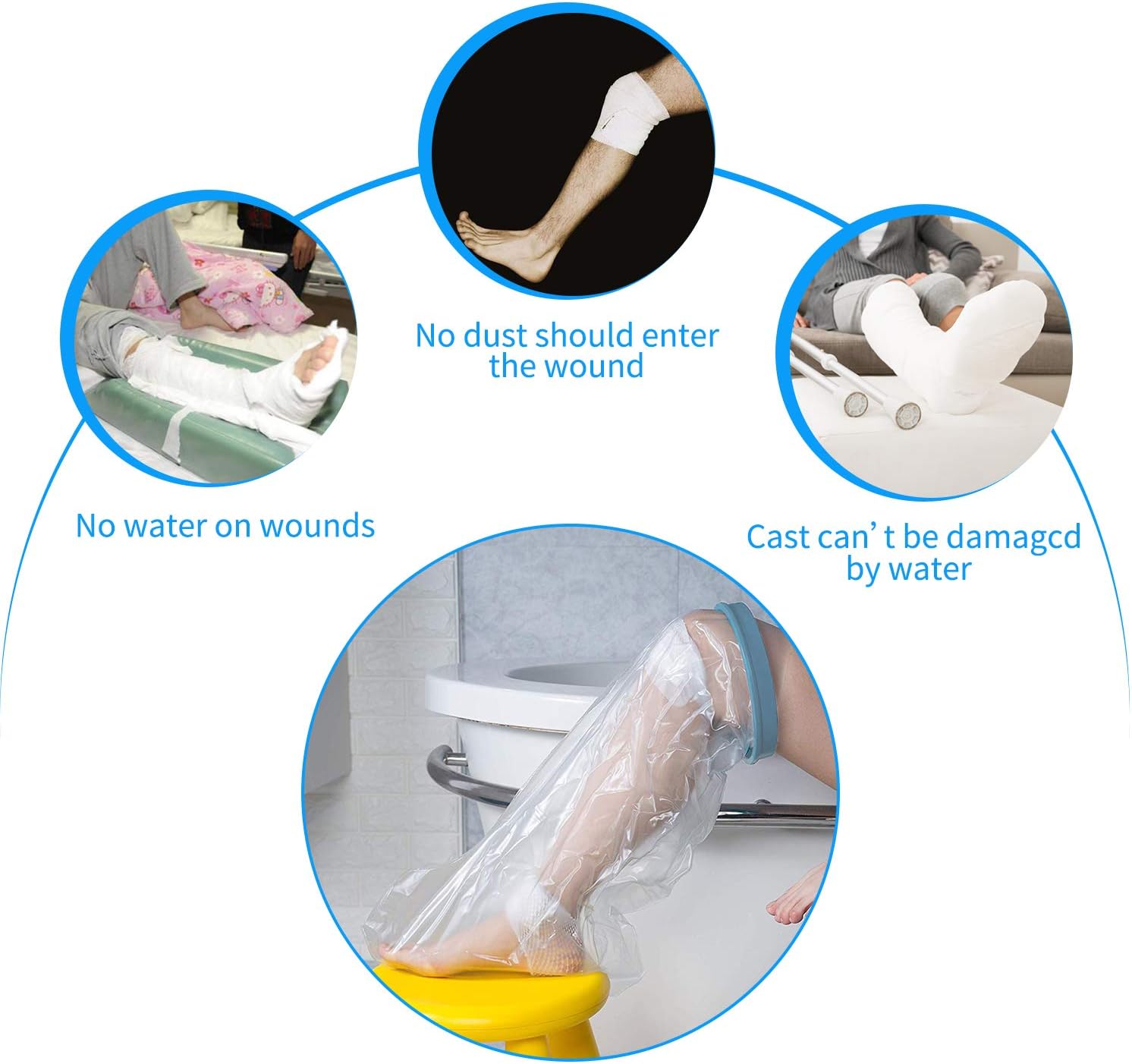 Aozzy Leg Cast Cover,Leg Cast Protector Keep Bandage Dry for Shower