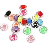 ARTISAMILY 50pcs Crystal European Large Hole Beads Colorful Acrylic European Bracelet Beads Mini Cute Loose Spacer 15x8mm for Leather Necklace Jewelry Making DIY Crafts Supplier