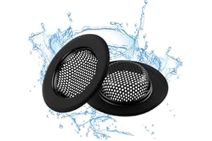 SYIPO Sink Drain Strainer, 2 PCS Kitchen Sink Strainer - Upgraded Large Wide Rim 4.5" Diameter Stainless Sink Strainers for Kitchen Sinks, Suitable for Most Sink Drains, Anti Clogging - Regular Black