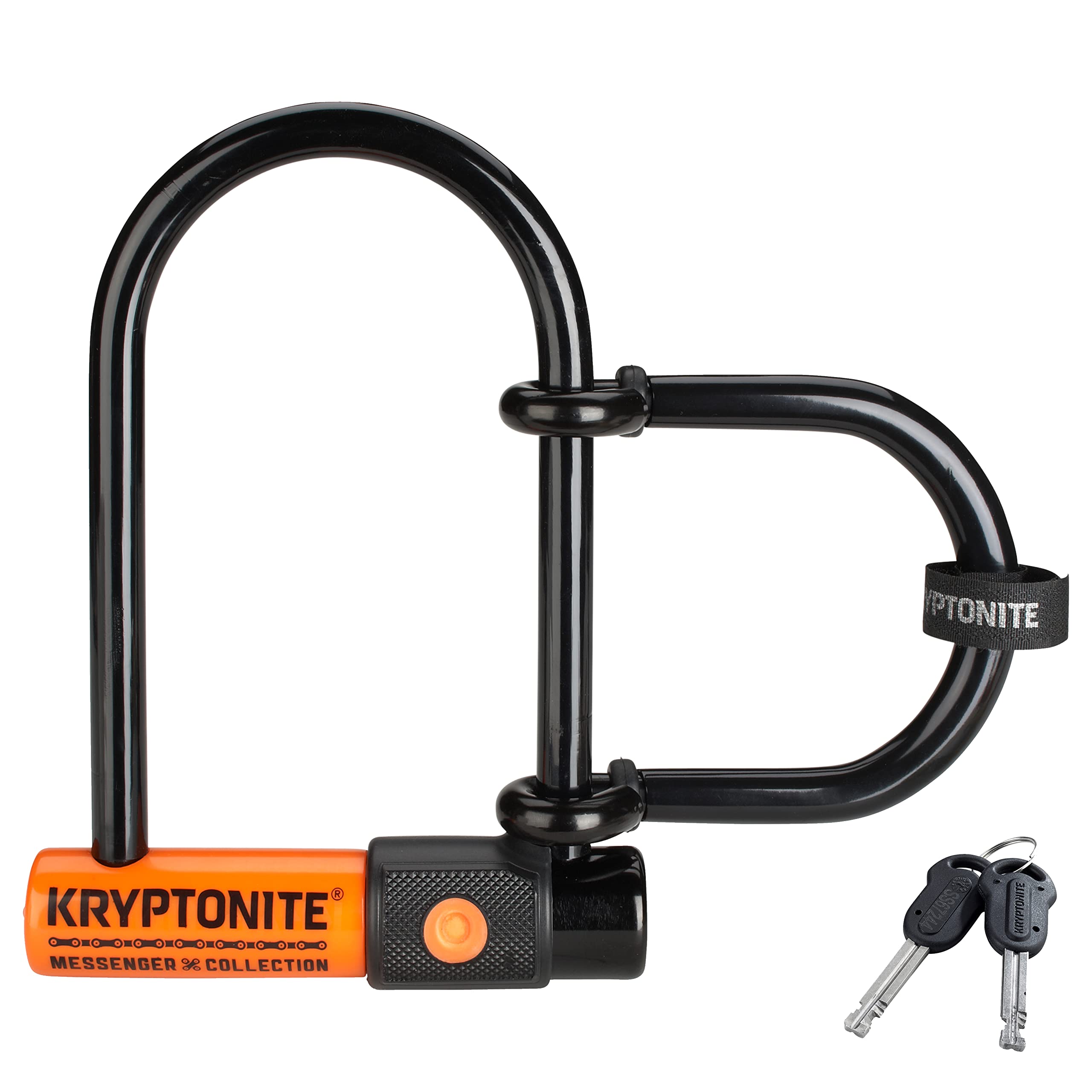 Kryptonite Messenger Mini Bike U-Lock with Wheel Extender, Heavy Duty Anti-Theft Bicycle U Lock, 11mm Steel Shackle with Keys, High Security Lock for E-Bike, Bicycles, Scooters