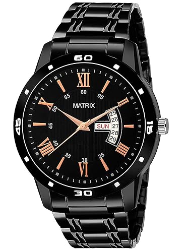 Premium Day & Date Black Dial Watch for Mens & Boys (DD-53)