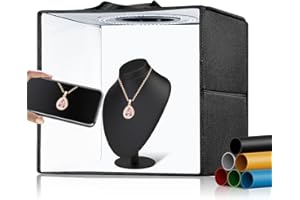 Fasonic 12"x12" Portable Photo Studio Light Box Photography, Professional Dimmable Shooting Tent Kit with 120 LED Lights & 6 Backdrops for Jewelry and Small Items Product